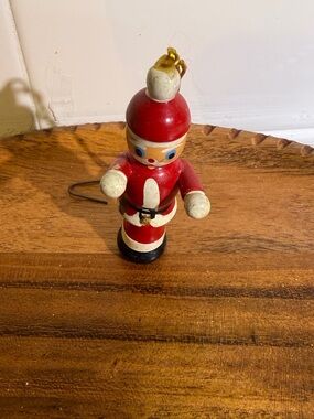 Vintage Wooden Red Santa Holiday Ornament - Unbranded